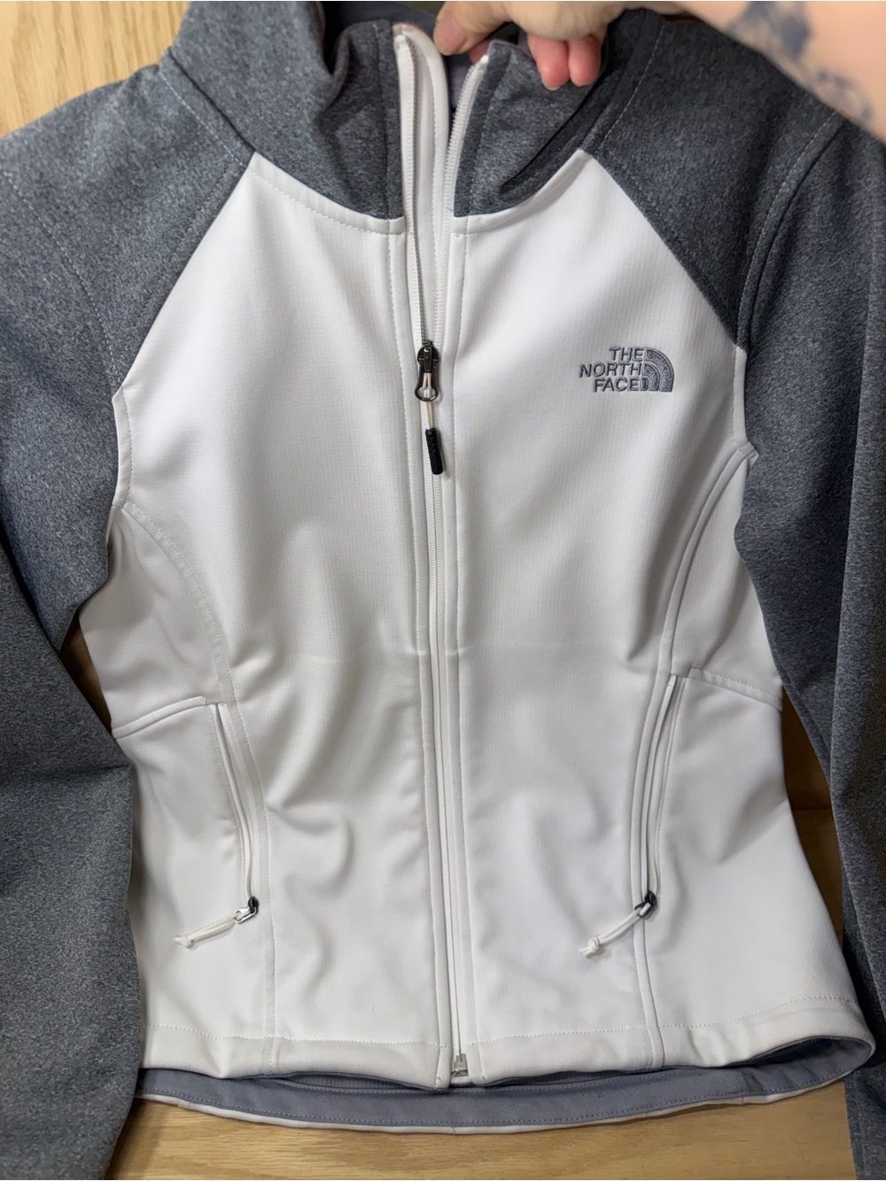 Women's North Face Two-Tone Jacket Gray White Small